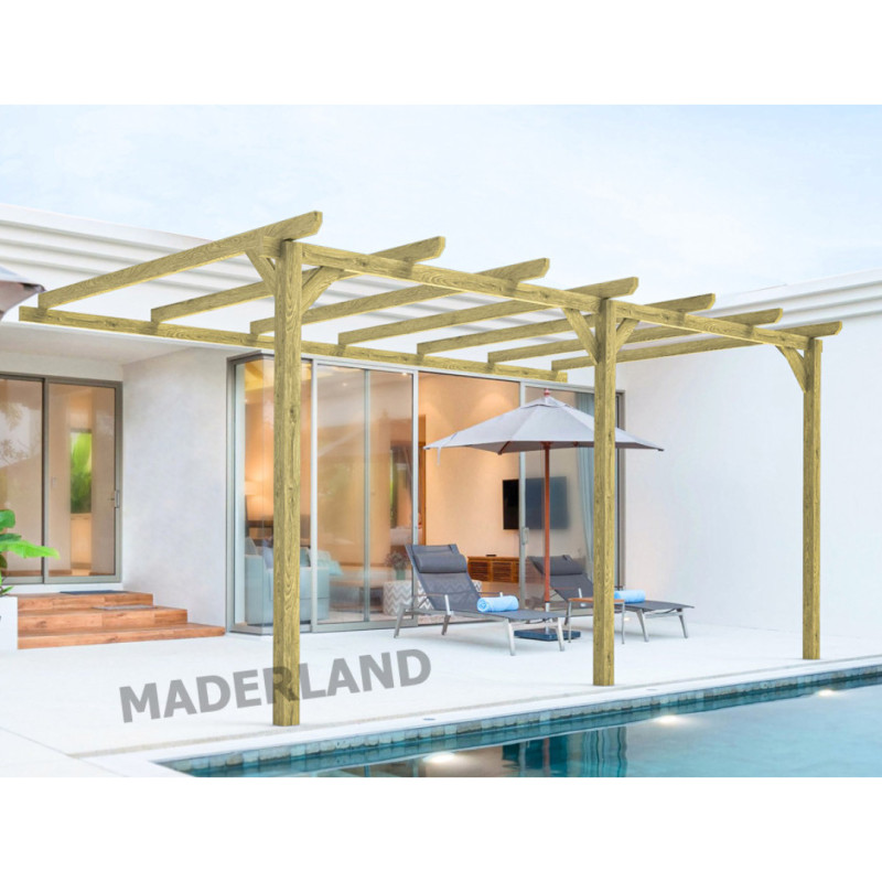 Pergola en Bois Massif Adossée 15 3 m² Sans Toiture